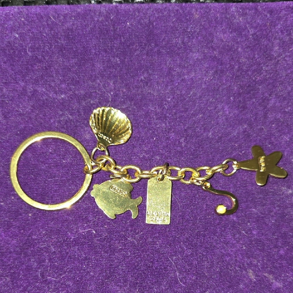 Coach Gold and Green Bag Charm Keychain - Picture 6 of 7